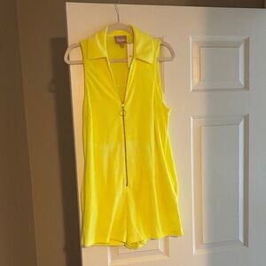 Show Me Your Mumu Neon Yellow Sleeveless Romper with Zip